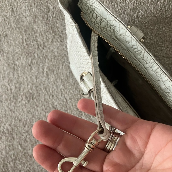 Brahmin Melbourne Ivory White Crocodile Embossed Handbag Satchel - Picture 7 of 8